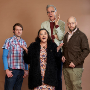 Jeremy Richard, Michelle Botha, Tobie Cronje and Charlie Bouguenon In My Fat Friend. Photo: Jo Spies